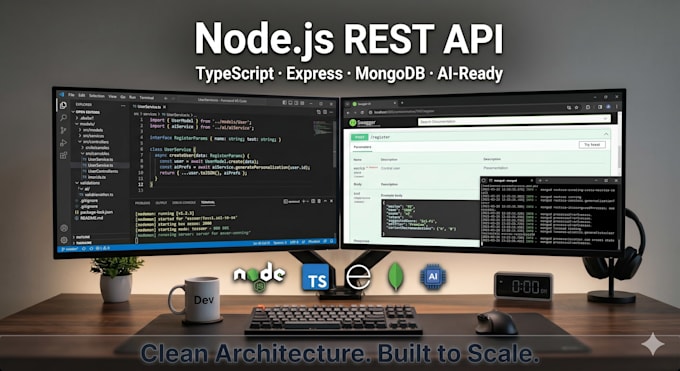 design and build a scalable rest API with nodejs, typescript and ai integration