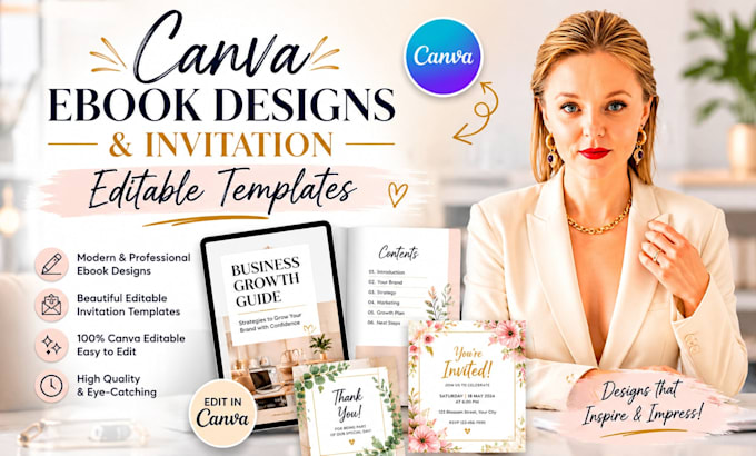 design editable canva ebook invitation and lead magnet