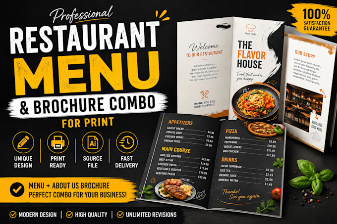 design restaurant menu and brochure for print
