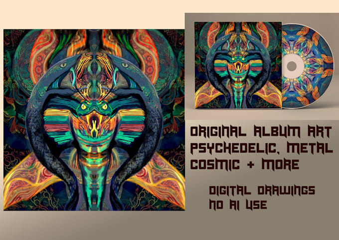 create high quality custom album art, psychedelic, cosmic, surreal and metal