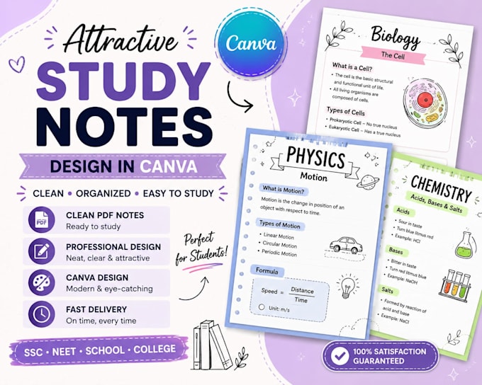 design attractive study notes in canva