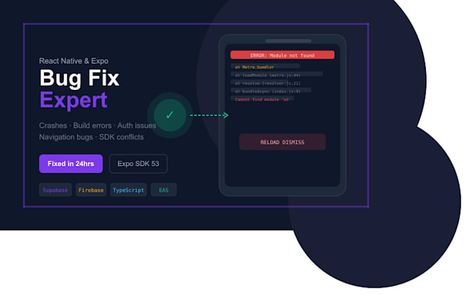 fix bugs in your react native or expo mobile app