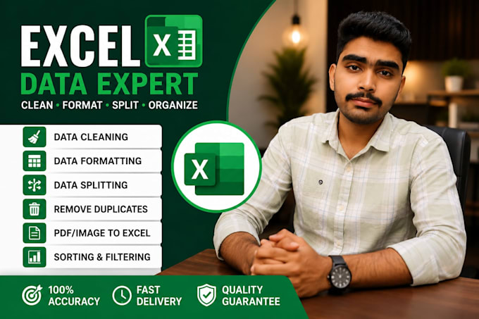 do data cleaning, data formatting, split data in excel