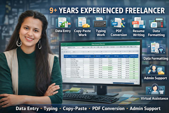 do accurate data entry and excel work