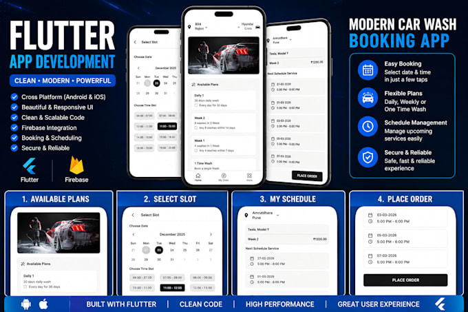 create flutter app UI design for android and ios