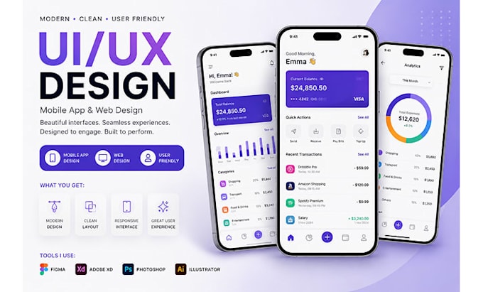 design modern app ui and ux in figma