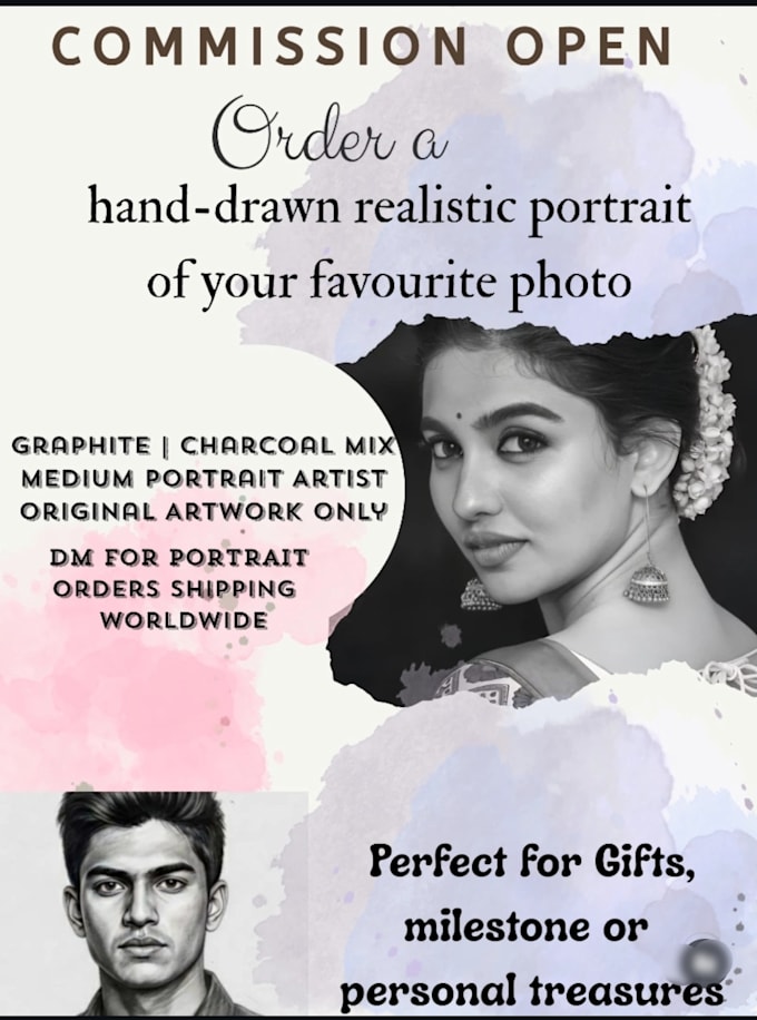 draw professional charcoal and pencil sketch