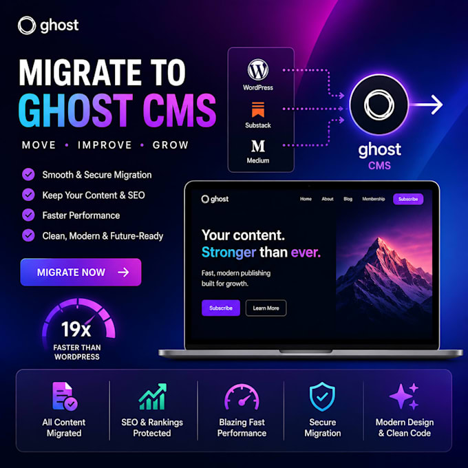 migrate wordpress, substack or medium website to ghost cms without losing SEO