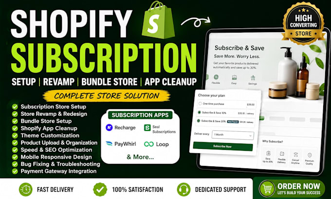 setup revamp shopify subscription website bundle store shopify app cleanup