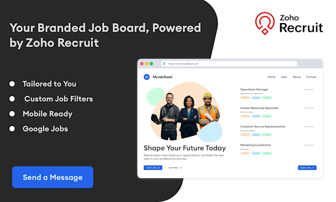 build a zoho recruit integrated job board website