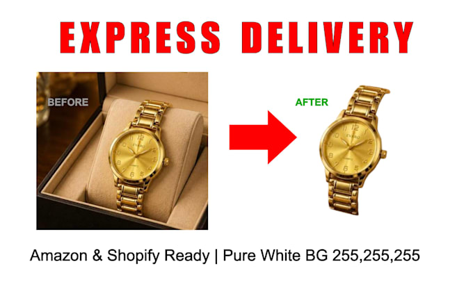amazon product photo background removal in 1 hour with 255,255,255
