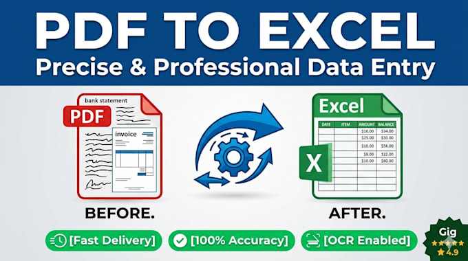 do accurate PDF to excel data entry and spreadsheet formatting