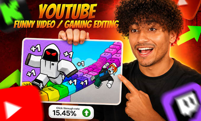 do funny gaming video editing, youtube highlights, gaming montage and short