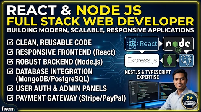 build a responsive full stack web application using react and node js