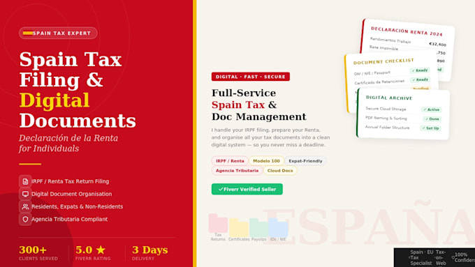 spain tax filing  and document organization for individuals digital document