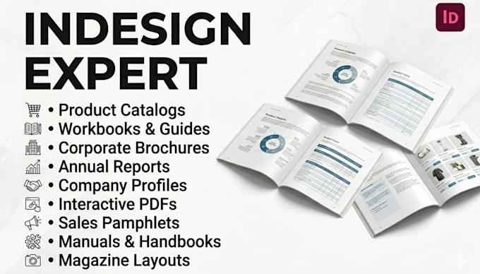 design adobe indesign project, brochure catalog, user workbook, training guide