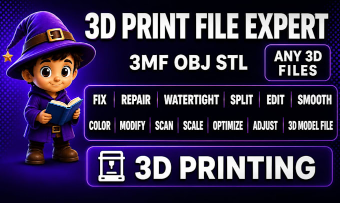 fix repair color scan adjust modify convert 3dmodel file stl obj for 3d printing