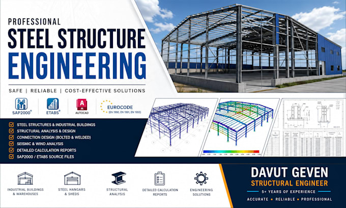 design steel structures and perform structural analysis using sap2000 and etabs