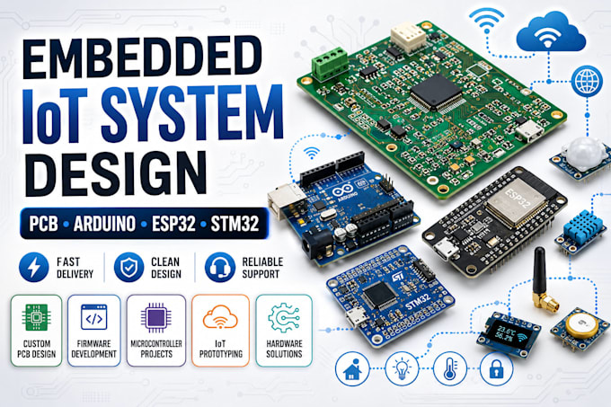 design pcb, arduino, esp32, stm32 and embedded iot systems