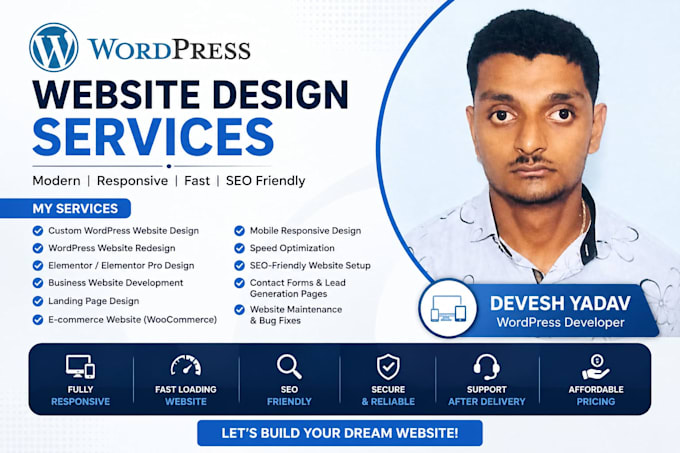 design or redesign a responsive wordpress website with elementor pro