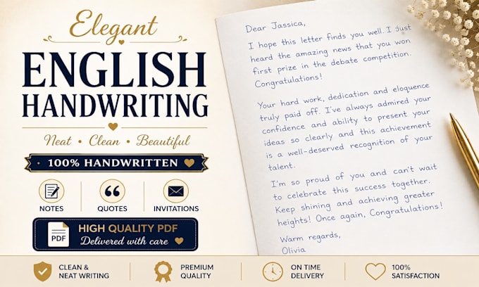 create elegant english handwritten notes and pages