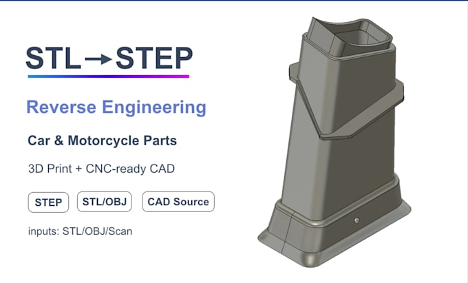 reverse engineer mechanical part and convert stl to step for cnc 3d printing