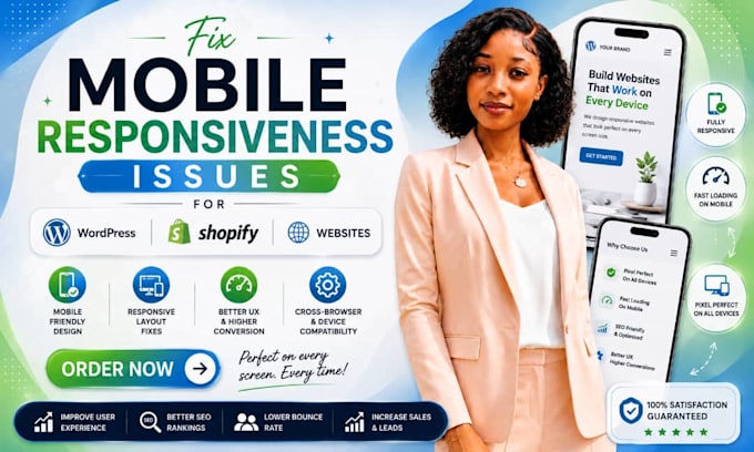 fix wordpress shopify and website mobile responsiveness issues