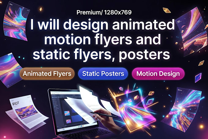 design animated motion flyers and static flyers, posters