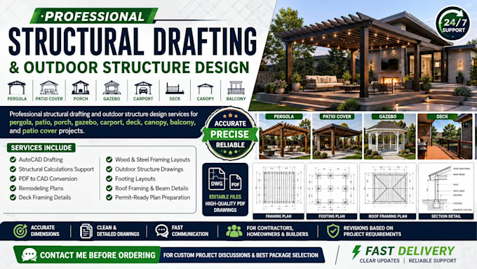 deck balcony fence railing stair framing plans cad structural drafts