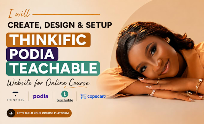 create thinkific website, podia, teachable website  copecart for online course
