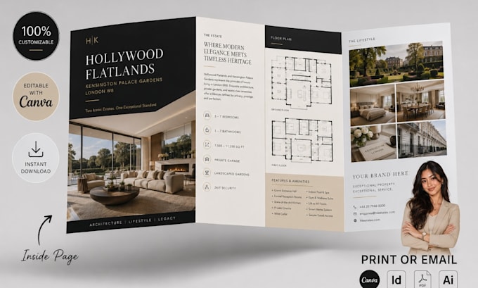 design real estate brochure and property flyer