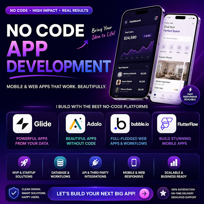 build a no code mobile app with glide adalo bubble io or flutterflow