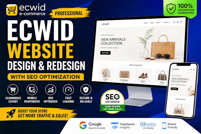 build, design, redesign ecwid website store with SEO optimization