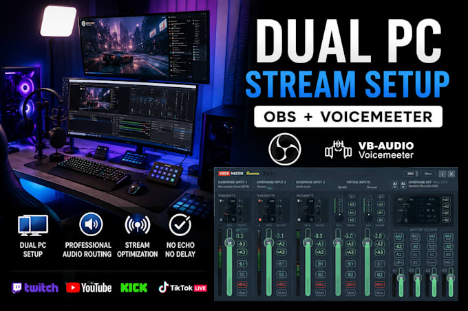 setup dual PC streaming with obs and voicemeeter