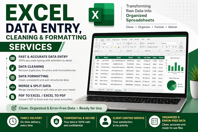 clean, format, merge, split excel data