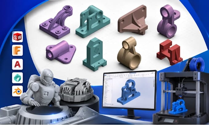create 3d printable model, stl file and product prototype cad design