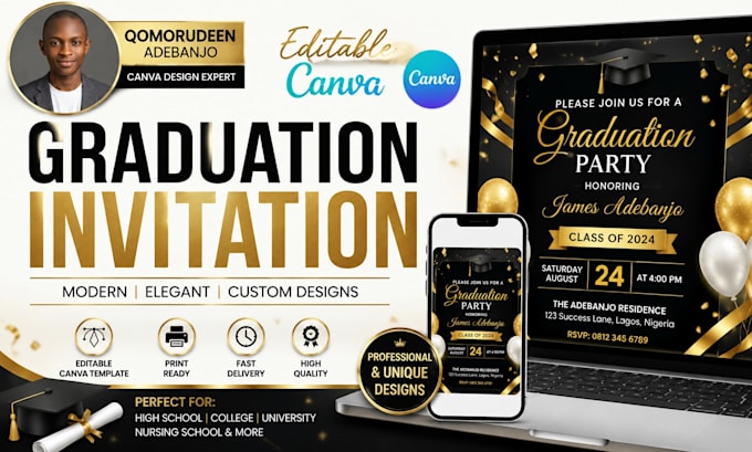 create editable graduation invitations in canva
