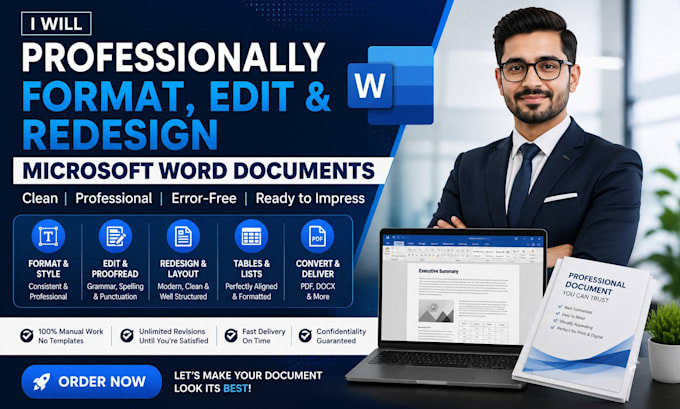 professionally format, edit, and redesign microsoft word documents