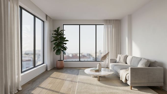 design your living room interior with 3d rendering and visualization