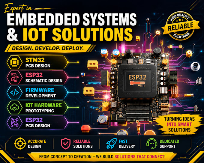 stm32 pcb design, esp32 schematic, firmware, iot hardware prototyping, esp32 pcb
