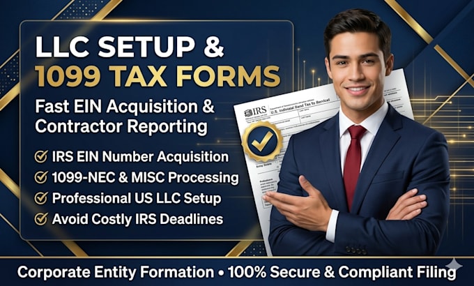 issue 1099 nec misc form, do llc setup, and get irs ein number