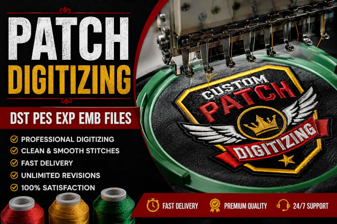 do patch digitizing embroidery digitizing logo to dst pes exp