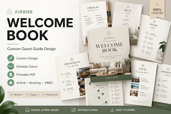 create a professional airbnb guest guide welcome book