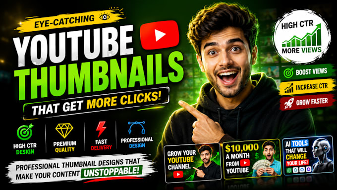 design professional high CTR youtube thumbnails