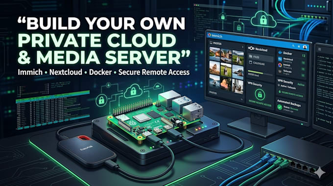 set up nextcloud hub and raspberry pi server with immich media storage