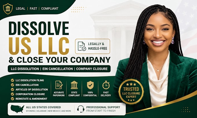 dissolve US llc, close company, cancel ein and file llc dissolution legally