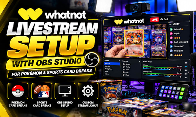 setup whatnot livestream with obs for pokemon and sports card breaks