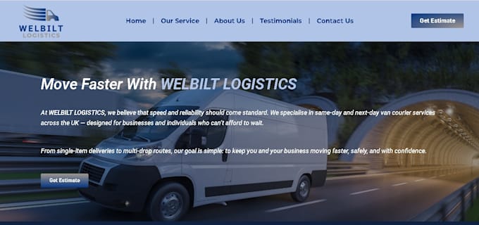 medical courier logistics wordpress website with booking