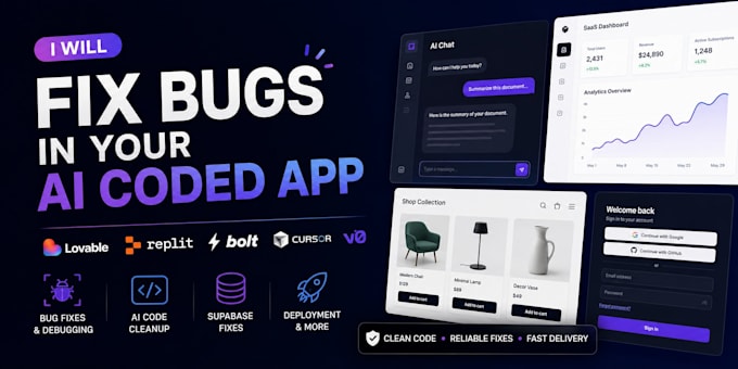 debug and fix bugs in your lovable replit bolt cursor claude or ai coded app