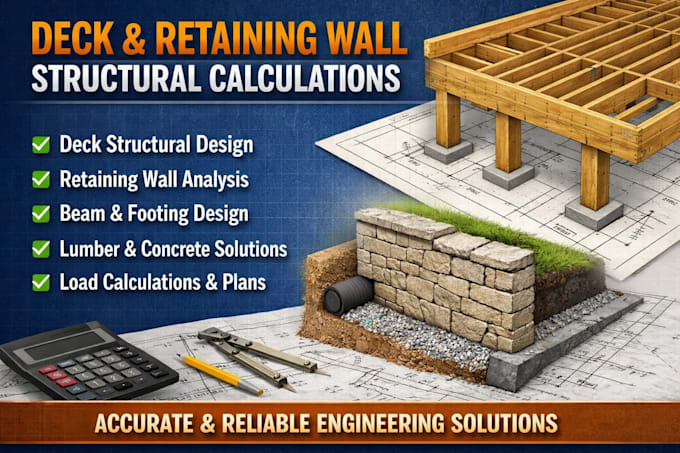residential structural engineering calculation deck and retaining wall analysis
